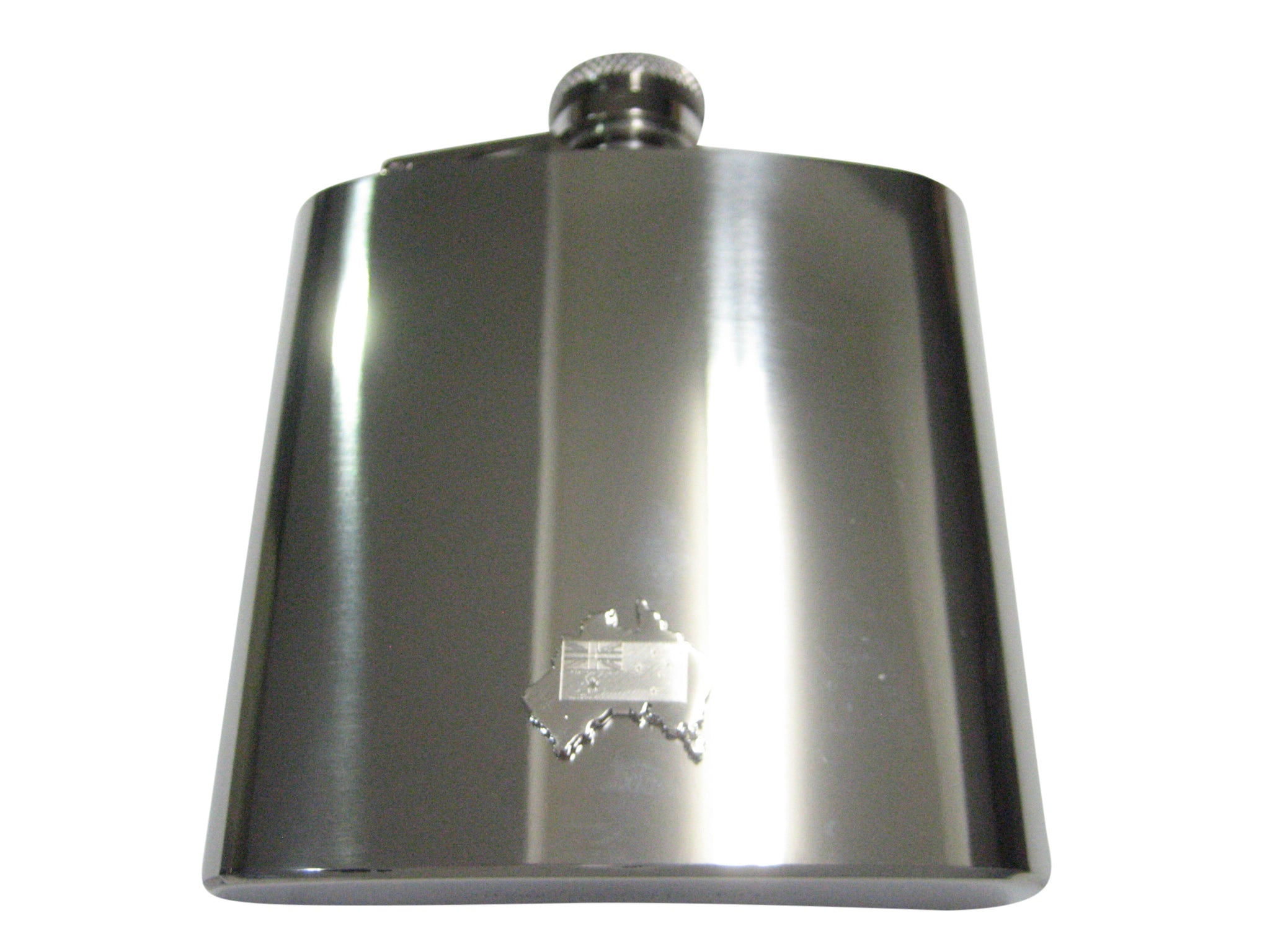 Australia Map Shape with Engraved Flag 6oz Flask