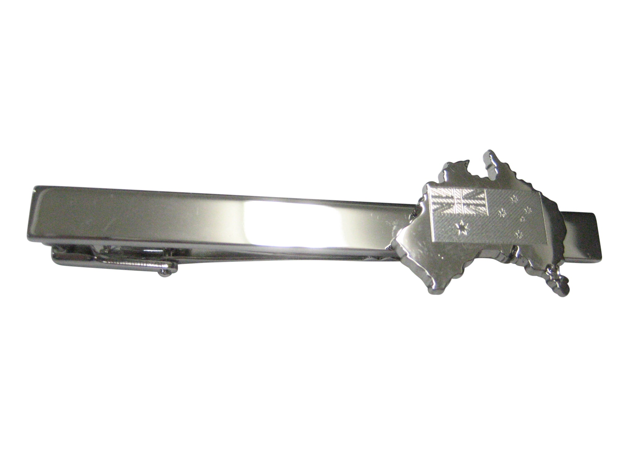 Australia Map Shape with Engraved Flag Tie Clip