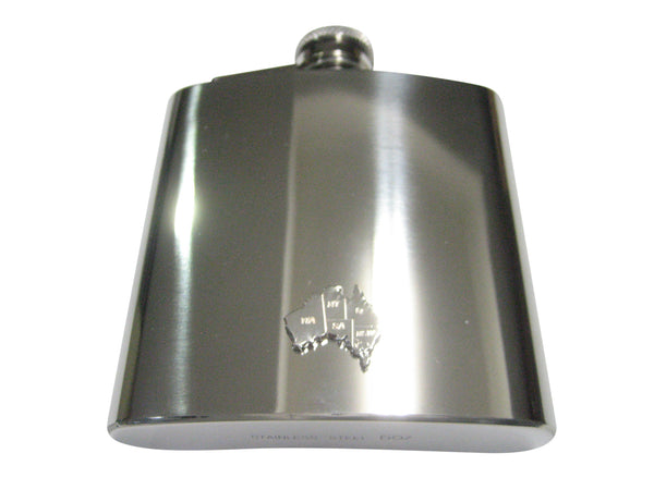 Australia Map Shape with Engraved States 6oz Flask