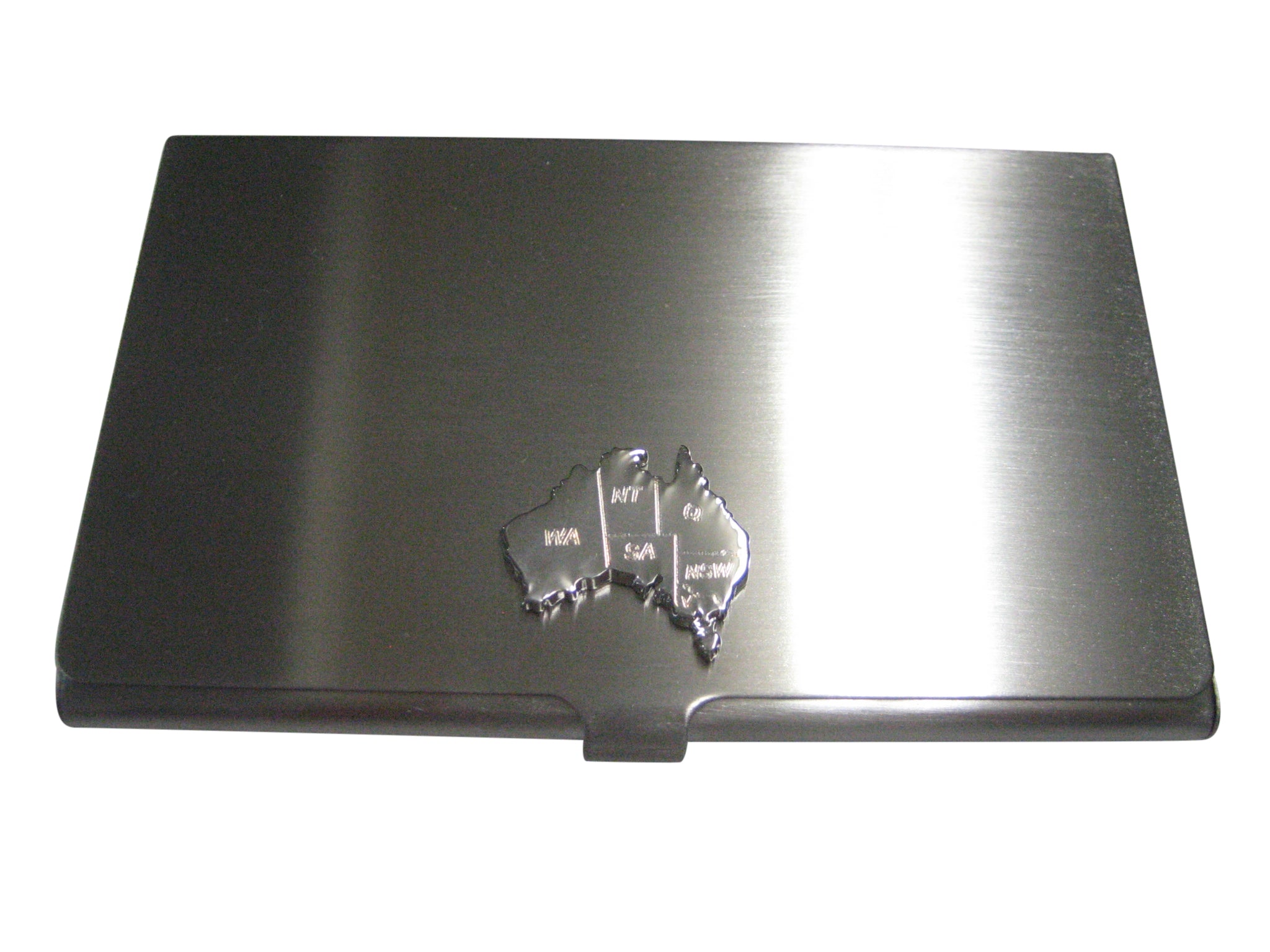 Australia Map Shape with Engraved States Business Card Holder