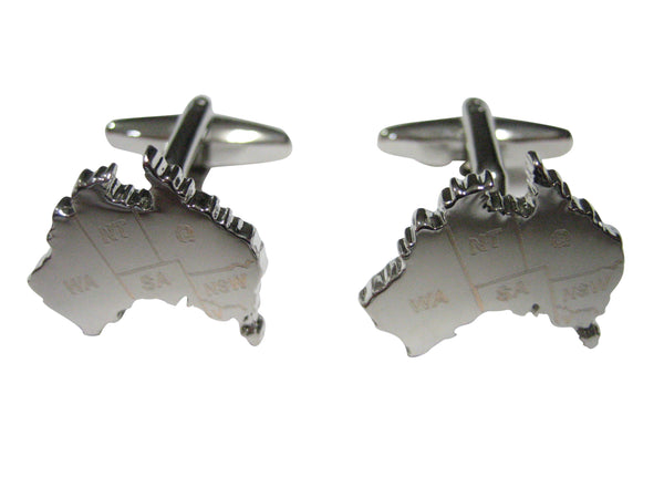 Australia Map Shape with Engraved States Cufflinks