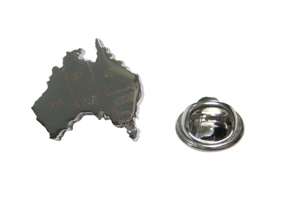 Australia Map Shape with Engraved States Lapel Pin