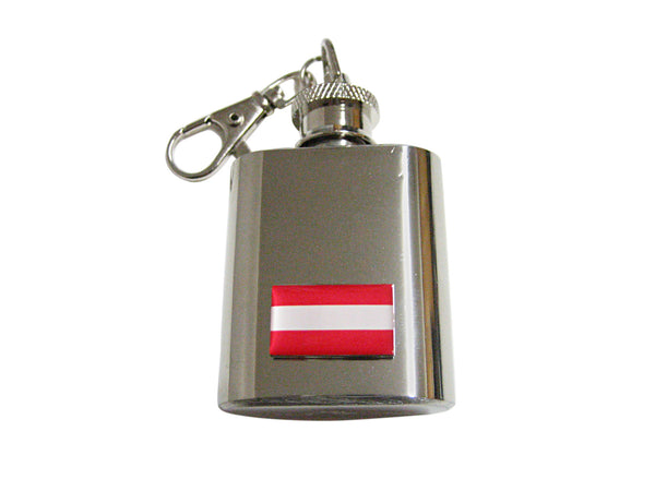 Austria Flag Pendant 1 Oz. Stainless Steel Key Chain Flask