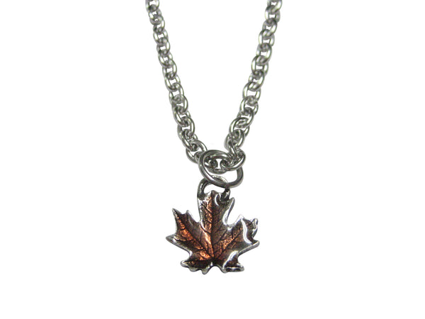 Autumn Colored Miniature Maple Leaf Pendant Necklace