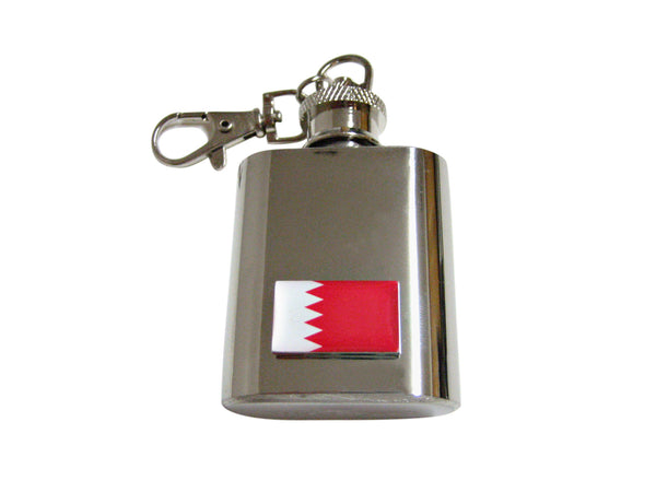 Bahrain Flag Pendant 1 Oz. Stainless Steel Key Chain Flask
