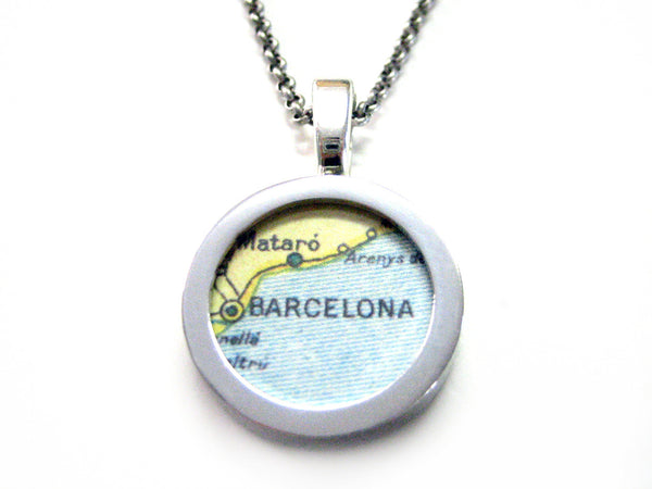 Barcelona Map Pendant Necklace