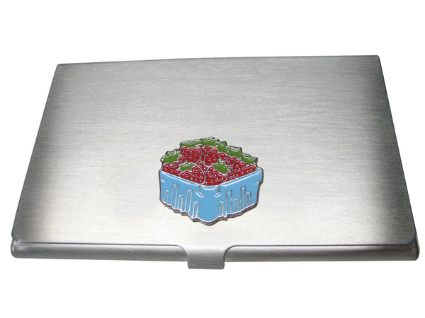 Basket Of Strawberries Business Card Holder