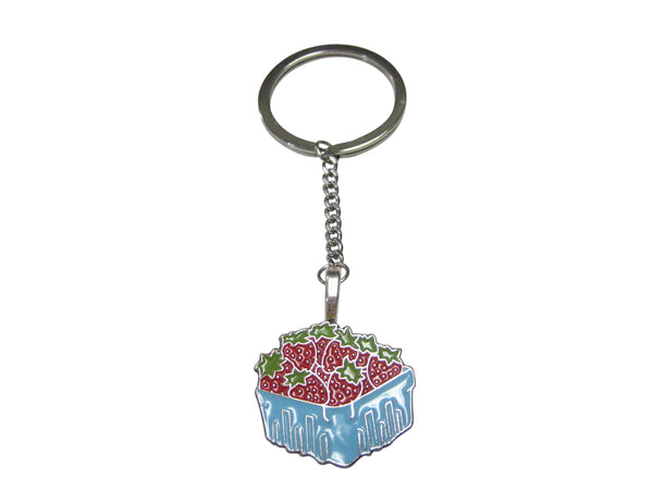 Basket Of Strawberries Pendant Keychain