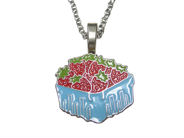 Basket Of Strawberries Pendant Necklace