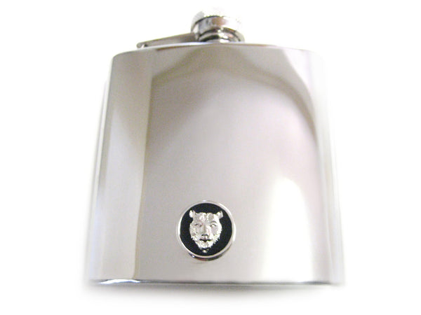 6 Oz. Stainless Steel Flask with Bear Pendant