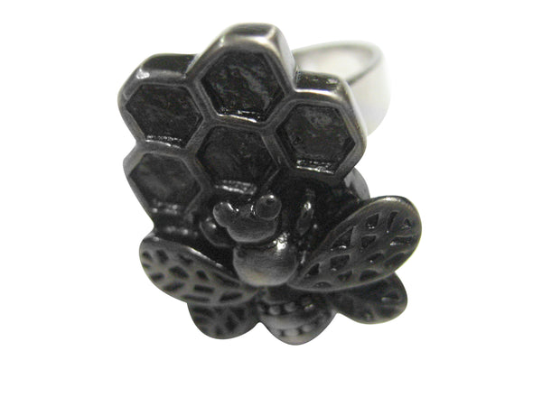 Bee and Bee Hive Honey Comb Adjustable Size Fashion Ring