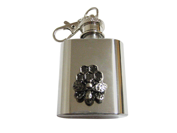 Bee and Bee Hive 1 Oz. Stainless Steel Key Chain Flask