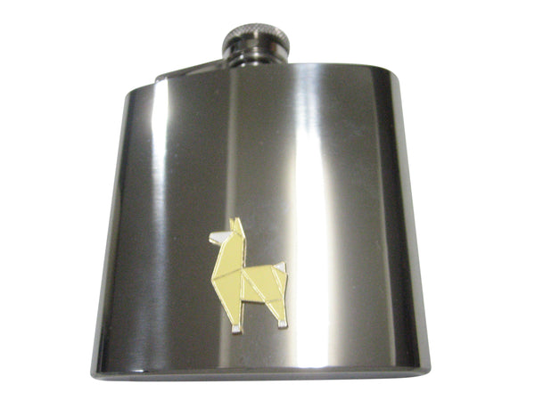 Beige Toned Llama Alpaca 6oz Flask