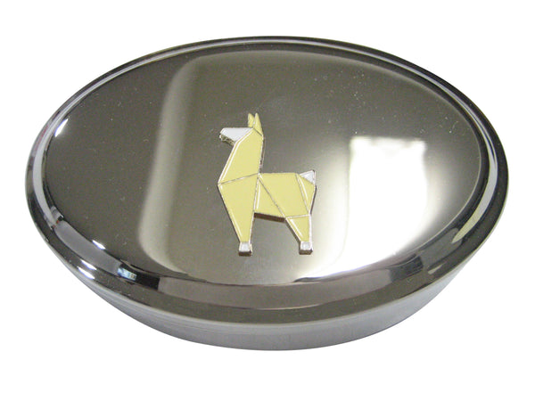 Beige Toned Llama Alpaca Oval Trinket Jewelry Box