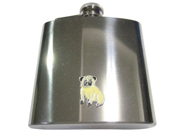 Beige Toned Pug Dog 6oz Flask