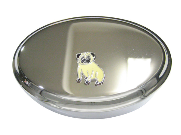 Beige Toned Pug Dog Oval Trinket Jewelry Box