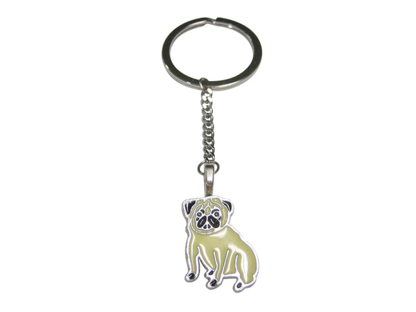 Beige Toned Pug Dog Pendant Keychain