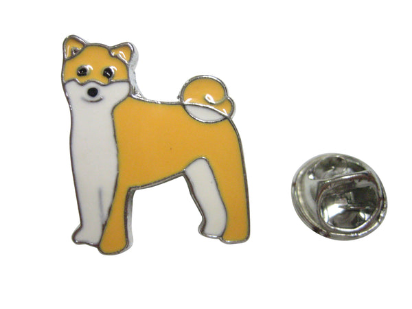Beige and White Toned Akita Dog Lapel Pin
