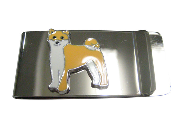 Beige and White Toned Akita Dog Money Clip