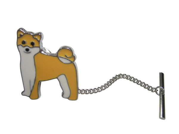 Beige and White Toned Akita Dog Tie Tack
