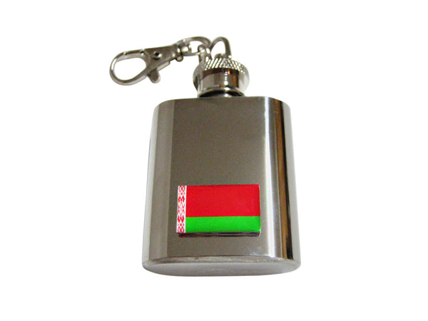 Belarus Flag Pendant 1 Oz. Stainless Steel Key Chain Flask