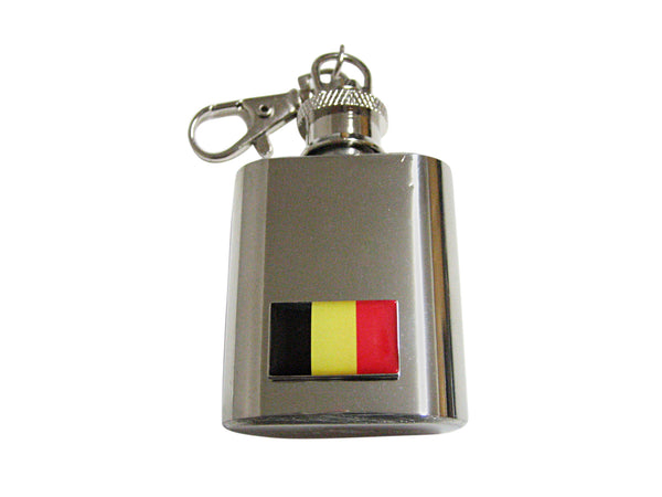 Belgium Flag Pendant 1 Oz. Stainless Steel Key Chain Flask