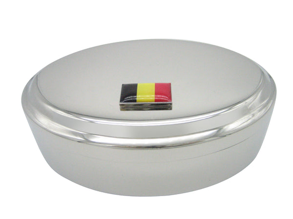 Belgium Flag Pendant Oval Trinket Jewelry Box
