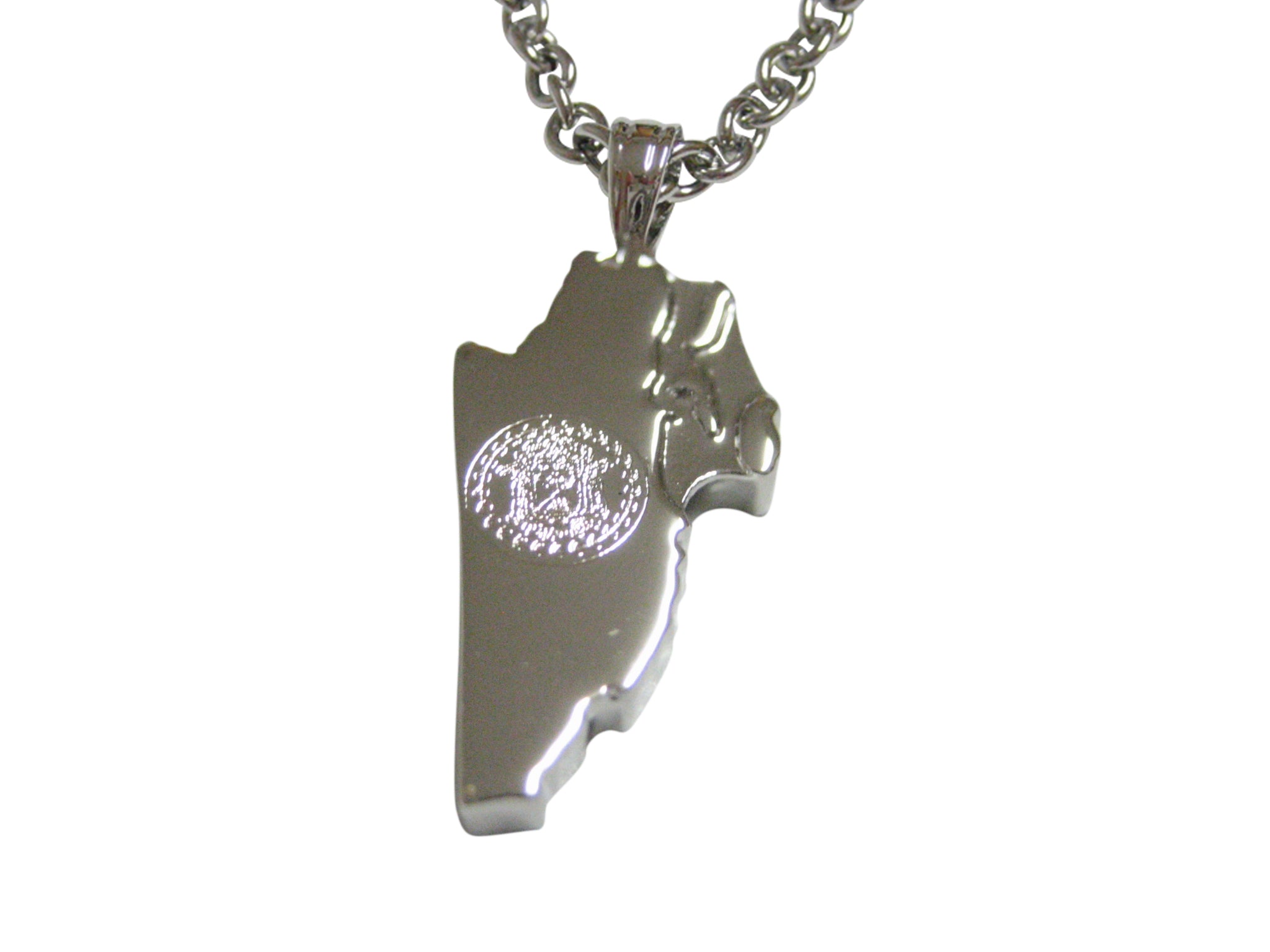 Belize Map Shape and Flag Design Pendant Necklace