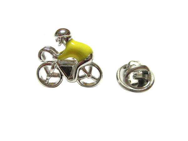 Bicyclist with Yellow Jacket Lapel Pin