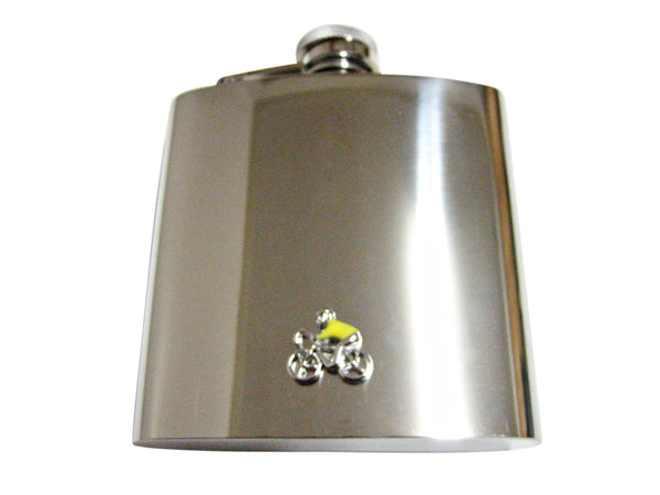 Bicyclist with Yellow Jacket 6 Oz. Stainless Steel Flask