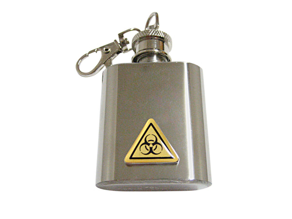 Biohazard Warning Sign 1 Oz. Stainless Steel Key Chain Flask