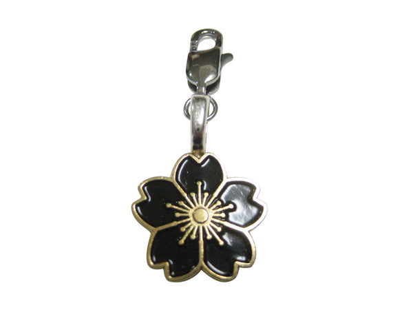 Black Cherry Blossom Flower Pendant Zipper Pull Charm