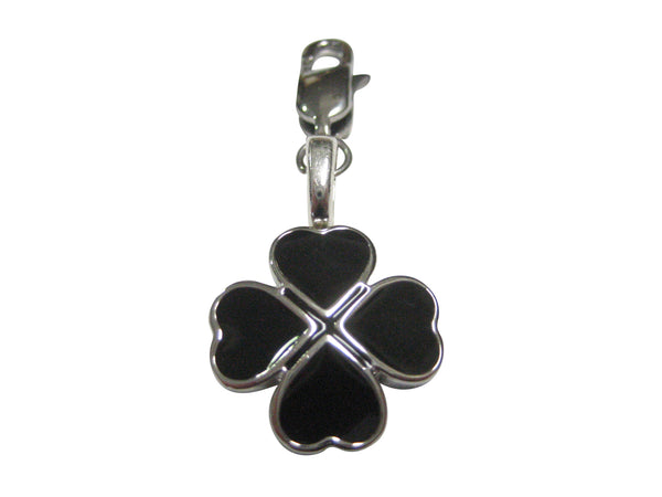 Black Four Leaf Clover Pendant Zipper Pull Charm