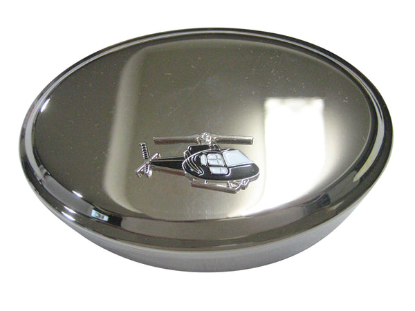 Black Helicopter Chopper Oval Trinket Jewelry Box