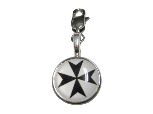 Black Maltese Cross Pendant Zipper Pull Charm