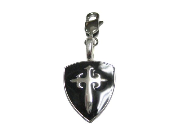 Black Medieval Shield Pendant Zipper Pull Charm