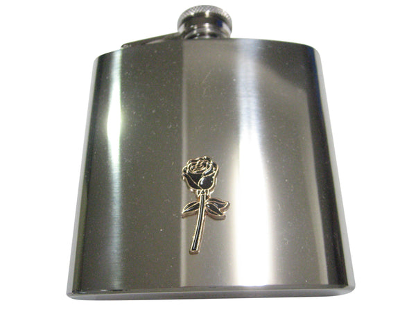 Black Rose Flower 6oz Flask