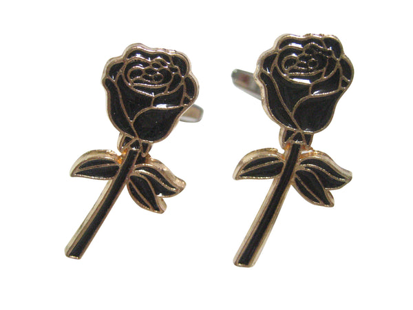 Black Rose Flower Cufflinks