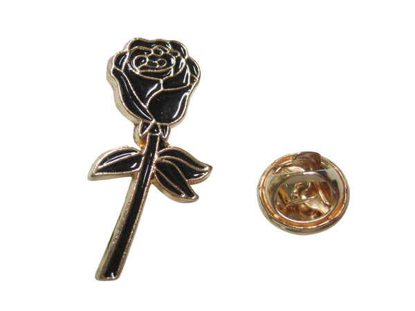 Black Rose Flower Lapel Pin