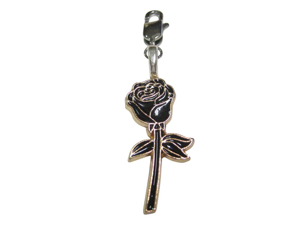 Black Rose Flower Pendant Zipper Pull Charm