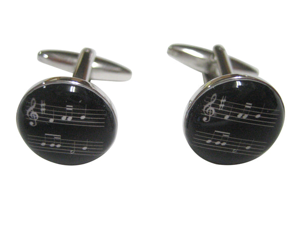 Black Toned Circular Music Sheet Cufflinks