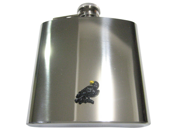 Black Toned Crow Raven Bird 6oz Flask