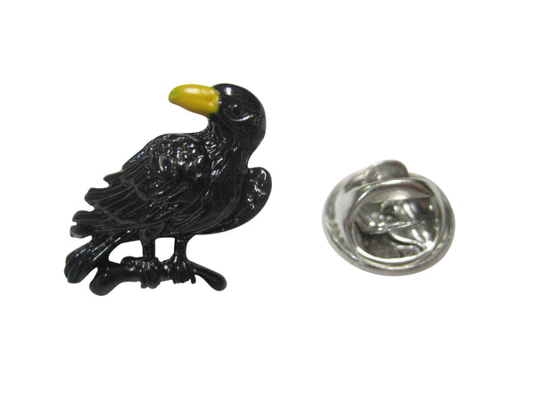 Black Toned Crow Raven Bird Lapel Pin
