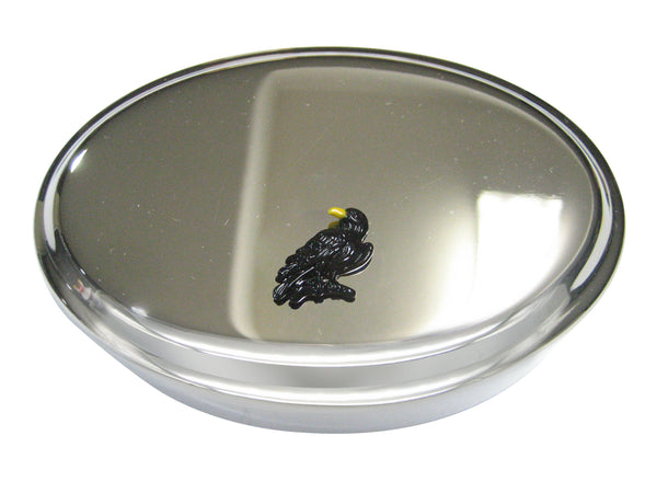 Black Toned Crow Raven Bird Oval Trinket Jewelry Box