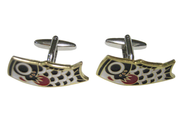 Black Toned Festival Koi Flag Koinobori Cufflinks