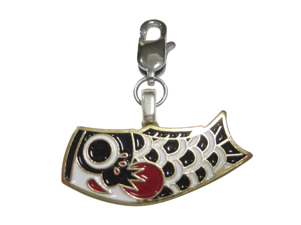 Black Toned Festival Koi Flag Koinobori Pendant Zipper Pull Charm
