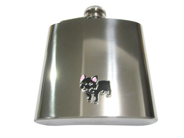 Black Toned French Bulldog 6oz Flask