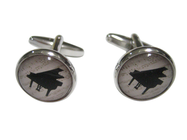 Black Toned Musical Piano Design Cufflinks
