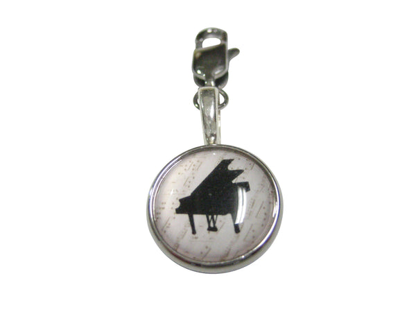 Black Toned Musical Piano Design Pendant Zipper Pull Charm