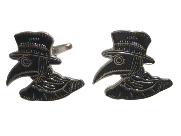 Black Toned Plague Doctor Head Cufflinks